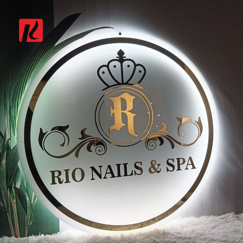 Kexian Custom Mirror Acrylic Logo Sign Indoor Business Shop Name Wall Logo Acrylic Backlit Sign Board
