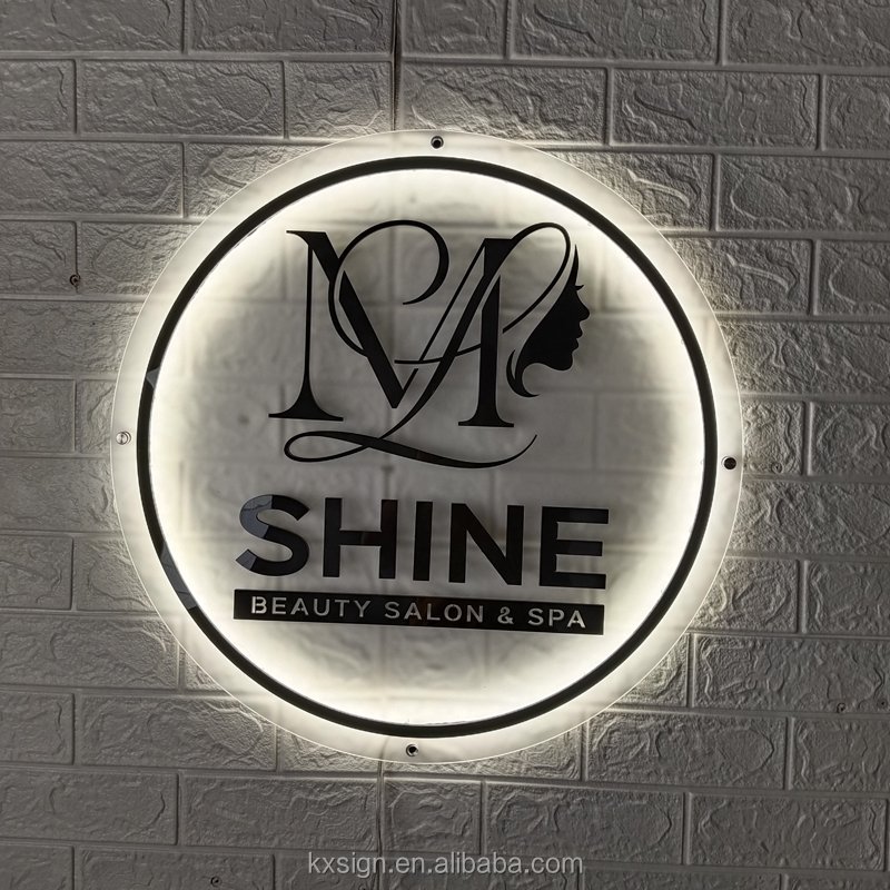 Kexian Custom Mirror Acrylic Logo Sign Indoor Business Shop Name Wall Logo Acrylic Backlit Sign Board