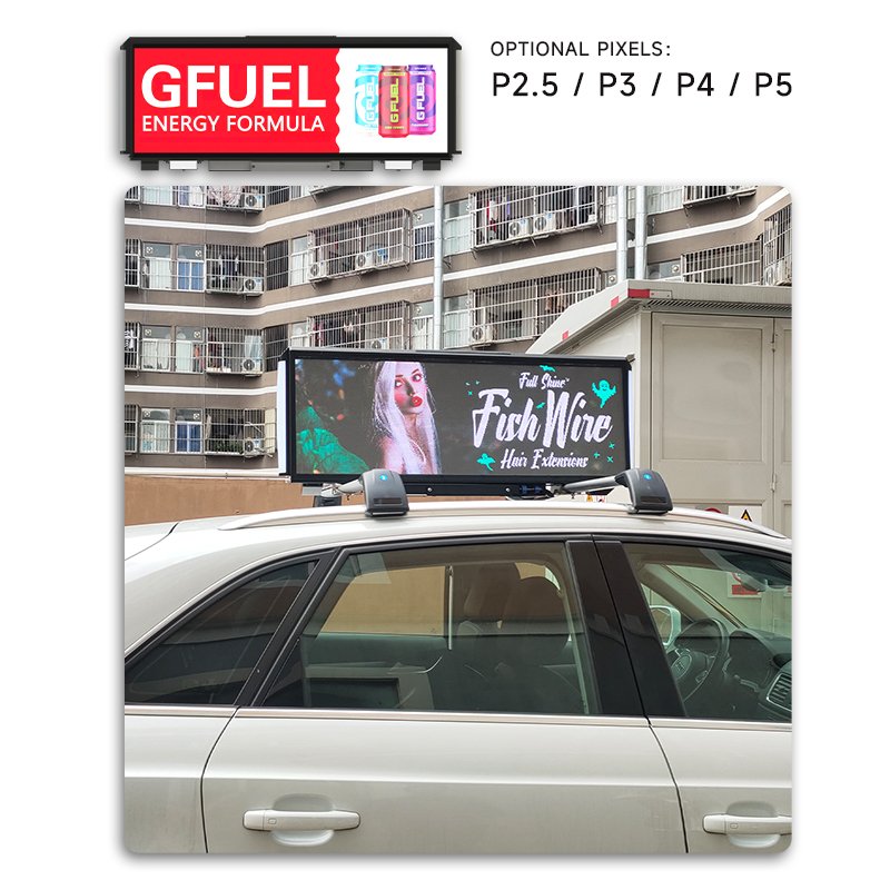 Custom P2 P2.5 P3 P4 P5 Taxi Headrest Advertising Screen Outdoor Waterproof Roof Board Digital Advertising Screen For Taxi