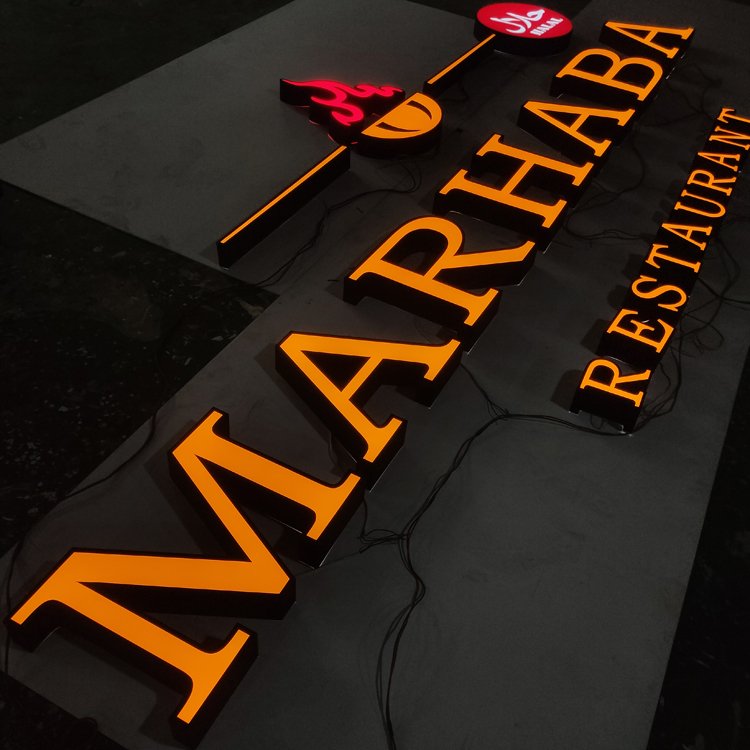 stainless steel face lighting sign letters custom 3d business outdoor sign restaurant name board custom led sign for business