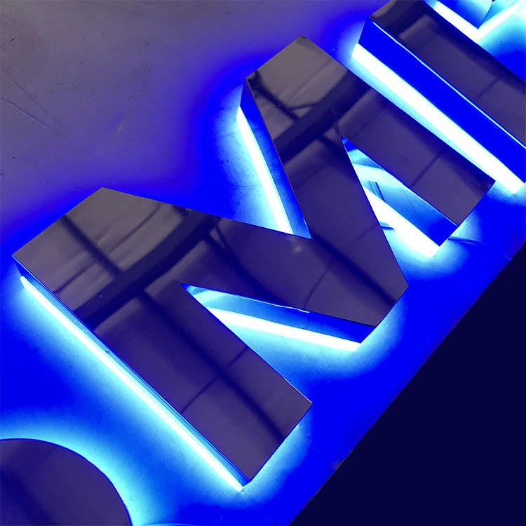 Led Backlit Letters Stainless Steel logo Sign 3d custom Led Sign Light Channel light up Letter led sign For business Shop front
