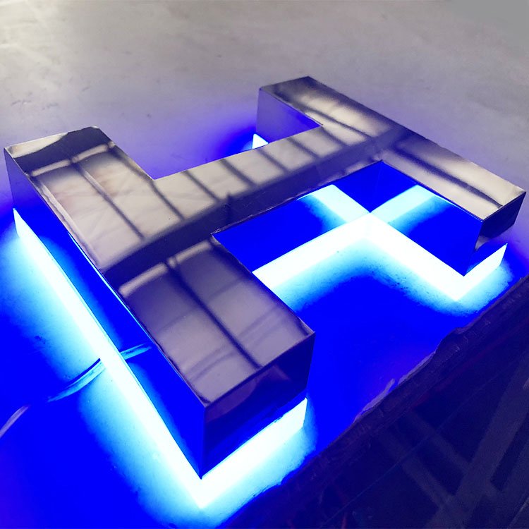 Led Backlit Letters Stainless Steel logo Sign 3d custom Led Sign Light Channel light up Letter led sign For business Shop front