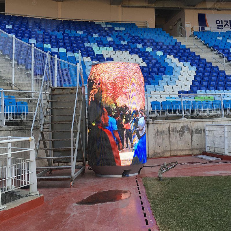 Creative Full Color advertising Soft Cylindrical LED Video Wall Ring-pull can shape Indoor outdoor flexible led screen display