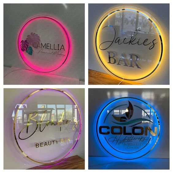 Beauty Salon Led light Custom led backlit logo Custom Signs For Business Logo Light Metal Business Sign Illuminate 3d Logo Sign