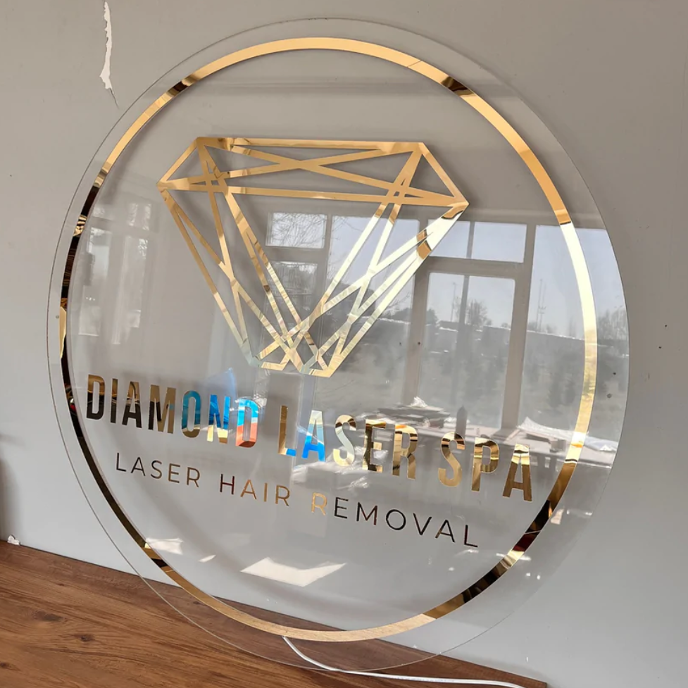 Acrylic Salon Sign, Business Sign, 3D Mirror Sign With Backlight