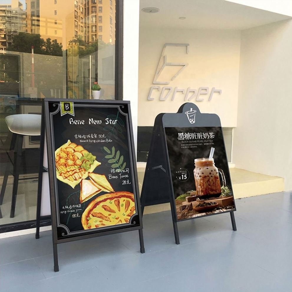 Wholesales A Frame Boards Durable Metal Sign Holder Reusable Restaurant Display Poster Stand