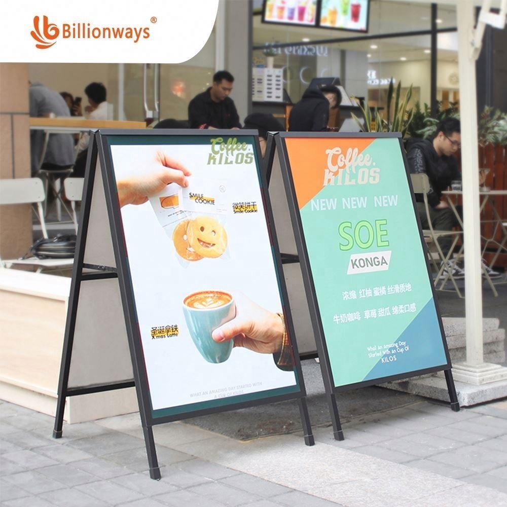 Wholesales A Frame Boards Durable Metal Sign Holder Reusable Restaurant Display Poster Stand
