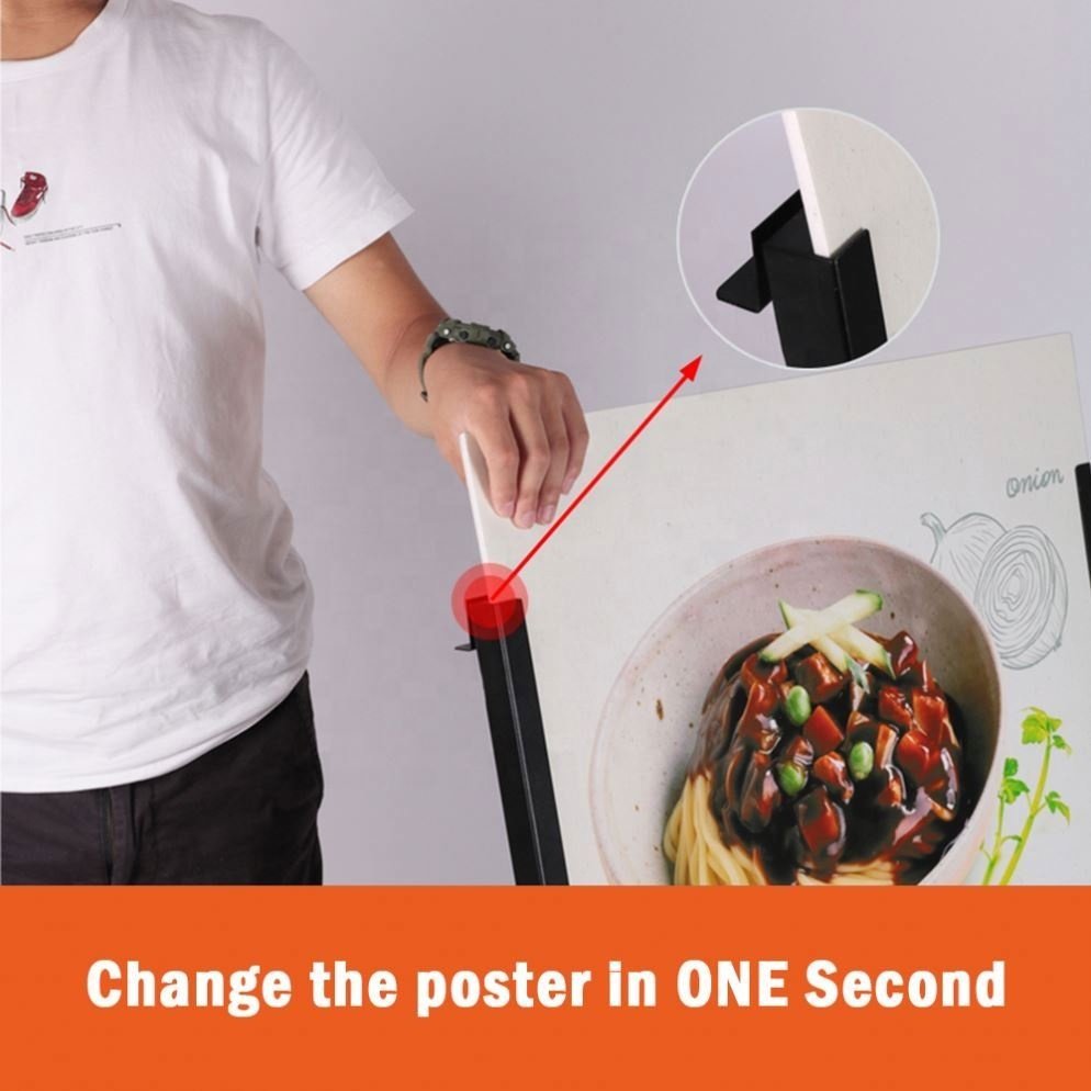 Wholesales A Frame Boards Durable Metal Sign Holder Reusable Restaurant Display Poster Stand