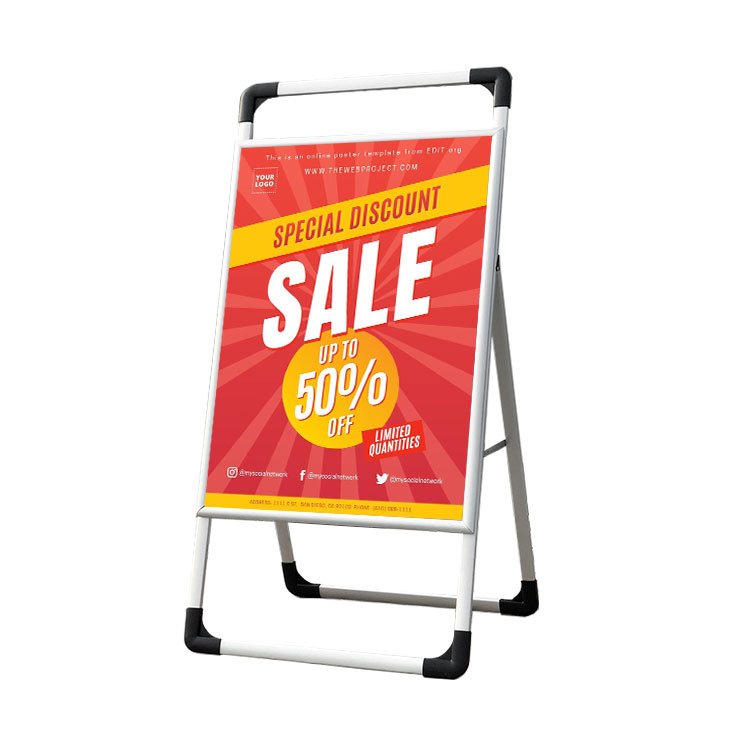 Wholesale Aluminum Poster Stand Promotion Portable pavement sign Sandwich Board Display Custom Advertising Sidewalk A Frame Sign
