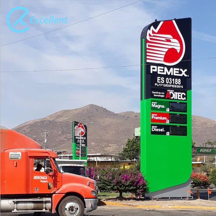 Customize Free Standing Led Gas Station Price Display Pylon Sign Pillar Totem Advertising Sign Board For Gas Station