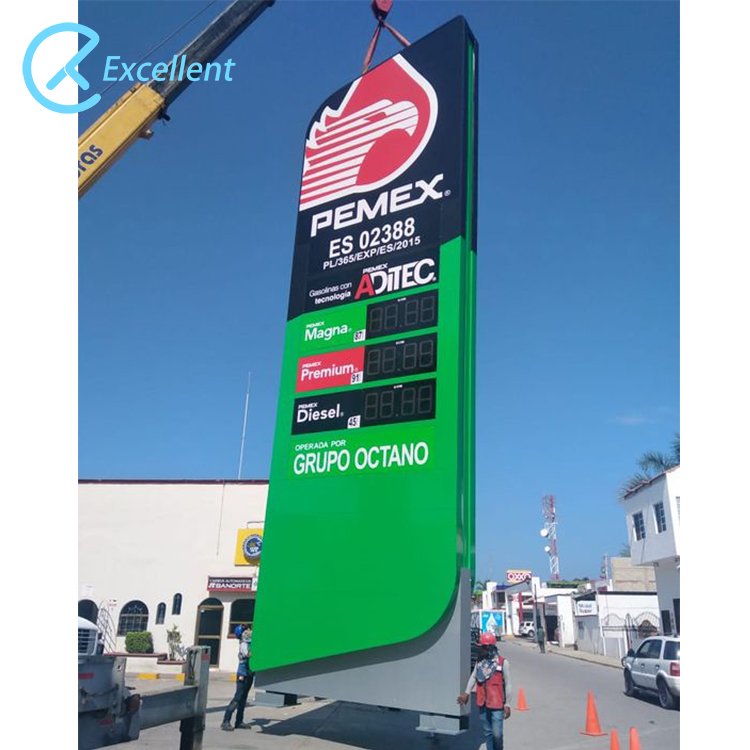 Customize Free Standing Led Gas Station Price Display Pylon Sign Pillar Totem Advertising Sign Board For Gas Station