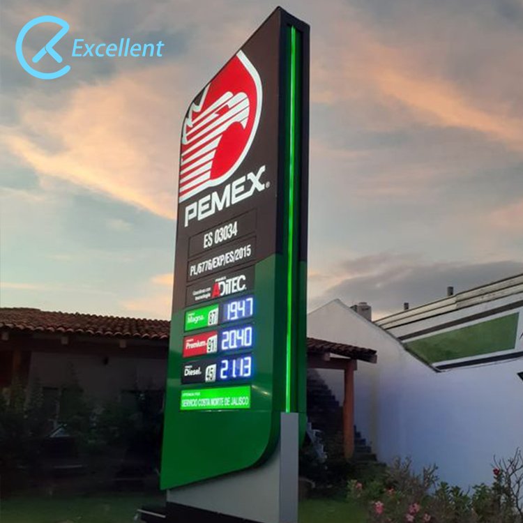 Customize Free Standing Led Gas Station Price Display Pylon Sign Pillar Totem Advertising Sign Board For Gas Station