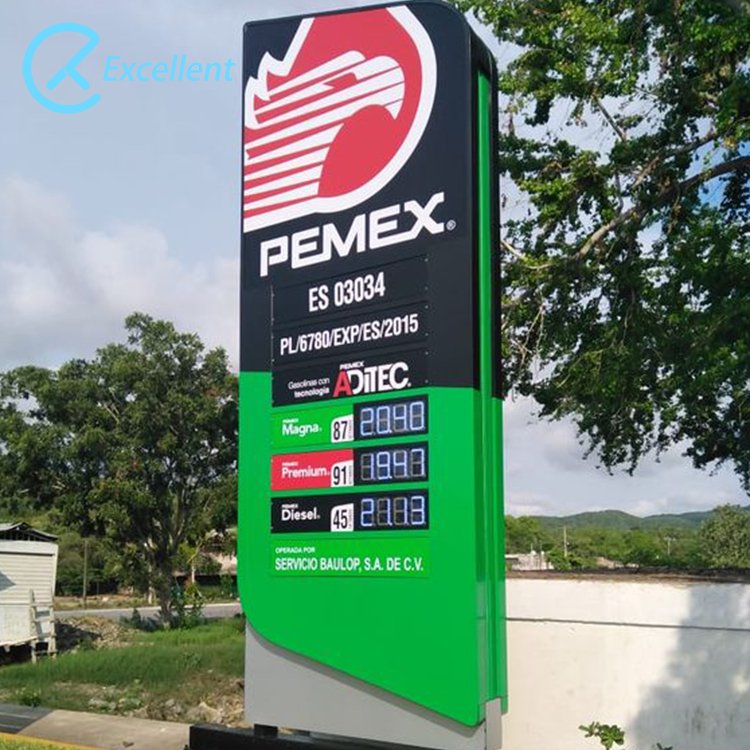 Customize Free Standing Led Gas Station Price Display Pylon Sign Pillar Totem Advertising Sign Board For Gas Station