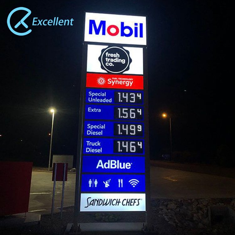 Customize Free Standing Led Gas Station Price Display Pylon Sign Pillar Totem Advertising Sign Board For Gas Station