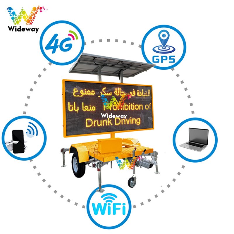 P10 P16 P20 led traffic VMS mobile Trailer Mounted road solar poweredportable variable message signs