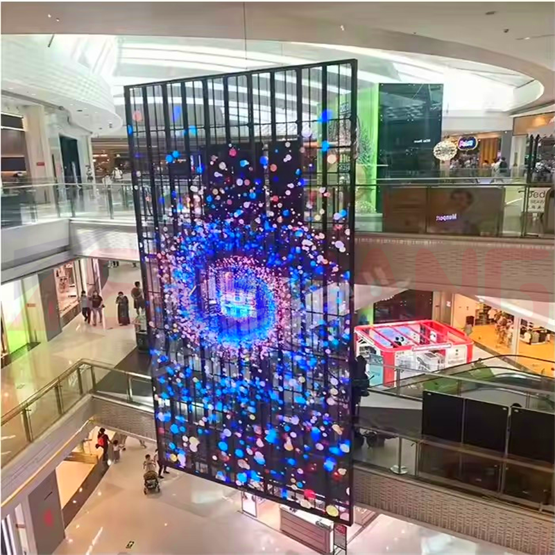 Adhesive Outdoor Glass Building Facade Mesh Video Wall Led Curtain Pixel Lights Flexible Transparent Led Mesh Screen Display