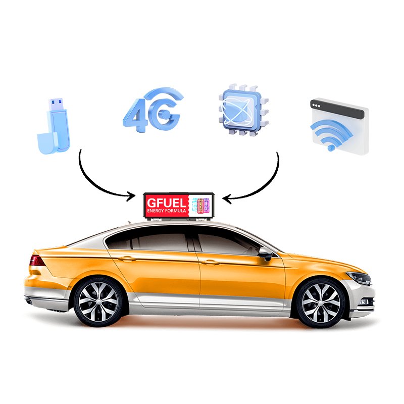 Custom Digital Commercial Advertising Outdoor Waterproof Car Roof Board Taxi Top Car Led Panel Display Screen