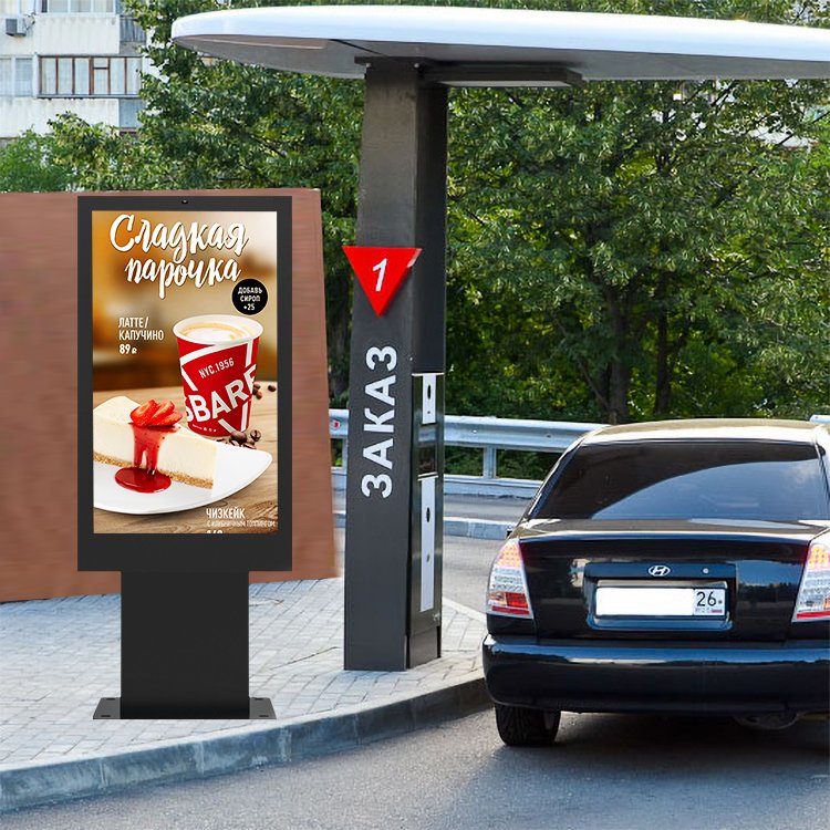 Factory price 55 inch high brightness outdoor advertising display IP65 waterproof touch screen totem