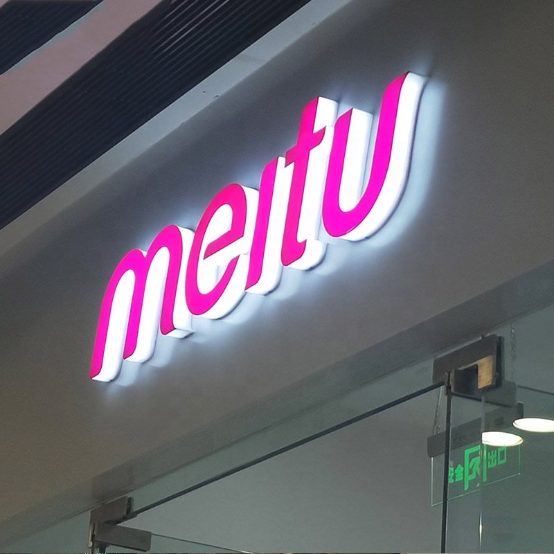 Export trader glowing sign board 3D light up letters led signs halo signage illuminated backlit sign