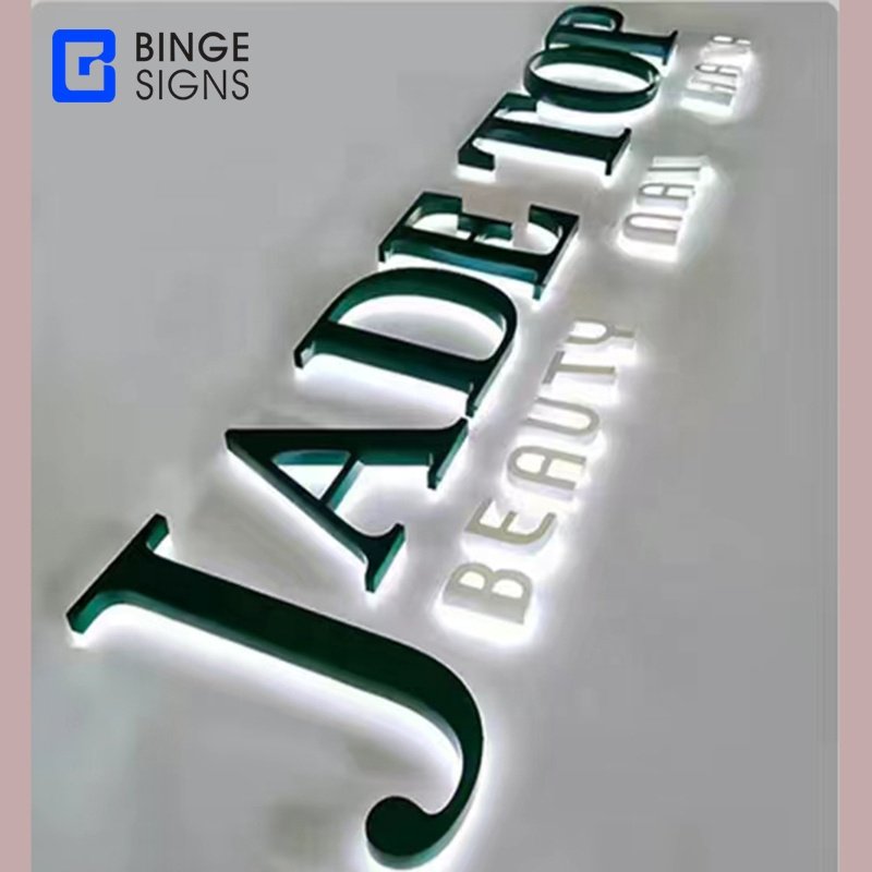 Export trader glowing sign board 3D light up letters led signs halo signage illuminated backlit sign