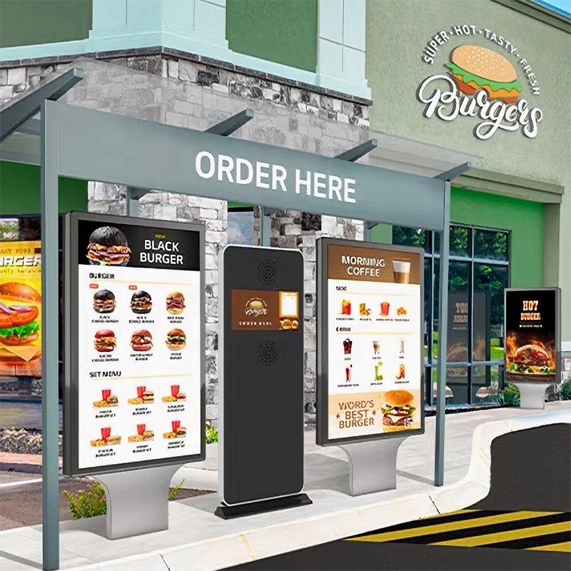 55" LCD High Brightness Drive Thru Order Menu Outdoor KIOSK Display Advertising Machine Outdoor Digital Information Screen