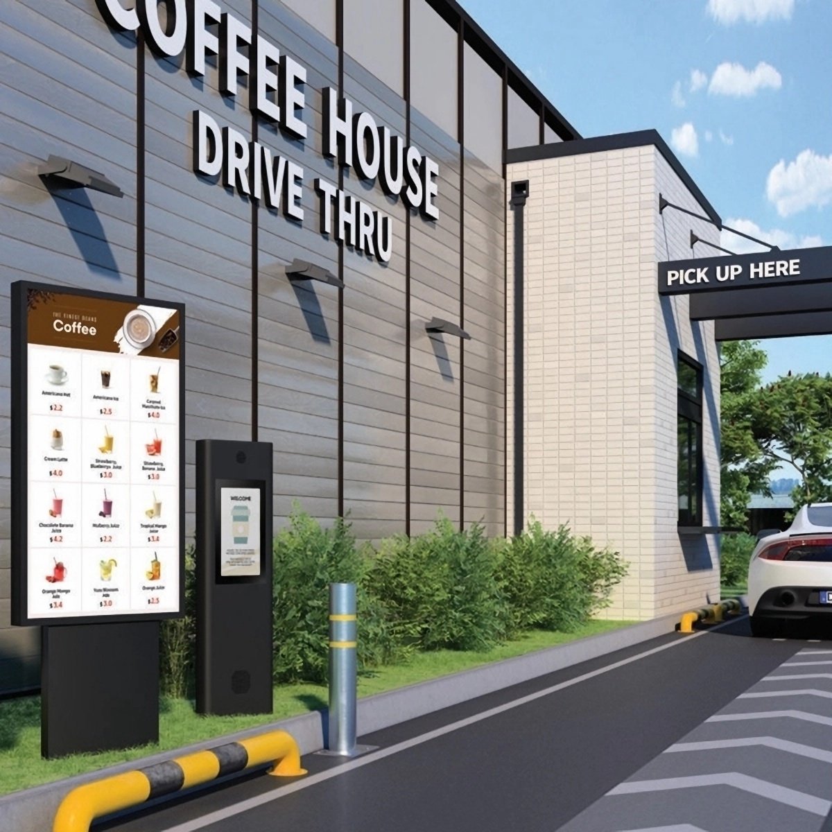 55" LCD High Brightness Drive Thru Order Menu Outdoor KIOSK Display Advertising Machine Outdoor Digital Information Screen