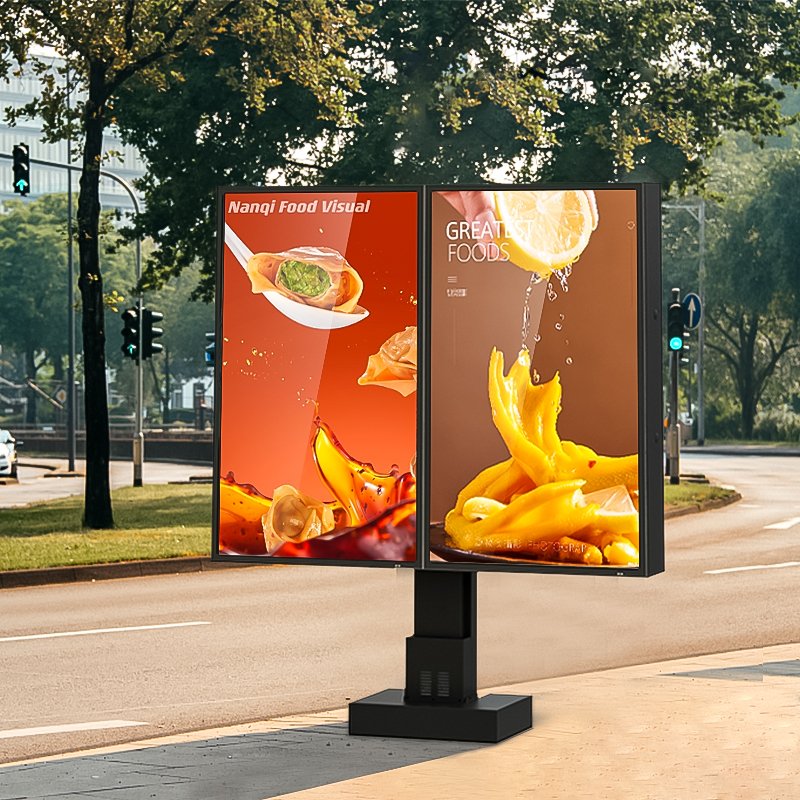 EKAA Big Video Advertising Screen Floor Stand Outdoor Capacitive Screen Drive Thru Digital Signage Menu Board
