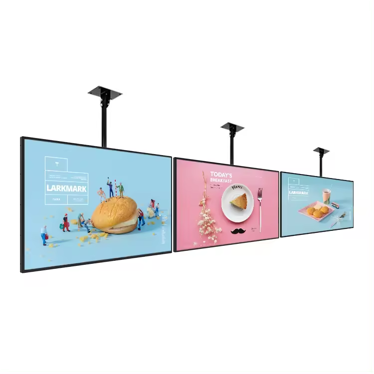 65 inch Ceiling Mount Display High Brightness Commercial LCD Display for Coffee Shop Restaurant Shopping Mall Screen Full Screen