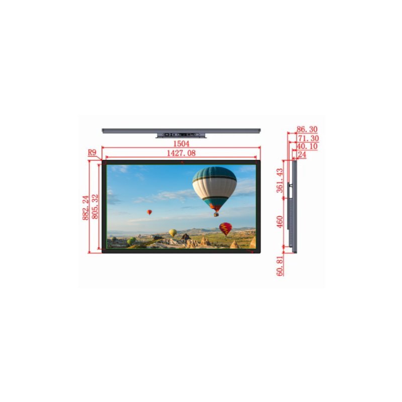 65 inch Ceiling Mount Display High Brightness Commercial LCD Display for Coffee Shop Restaurant Shopping Mall Screen Full Screen