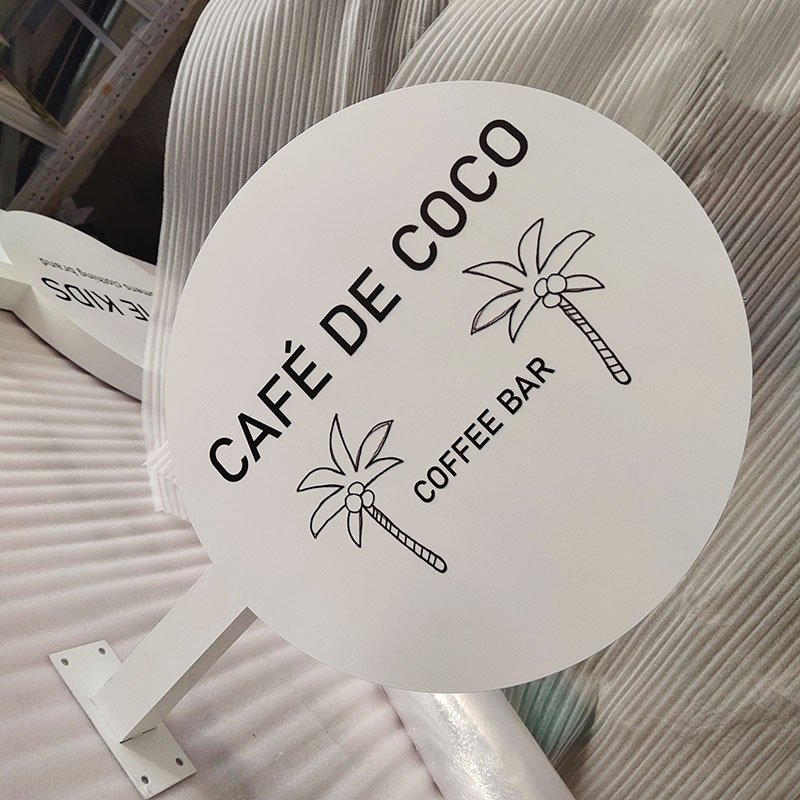 Coffee Shop Logo Circle Cafe Sign Advertising Letter Light Brand Acrylic Name Board Led Sign Custom Light 3D Led Lights Up Signs