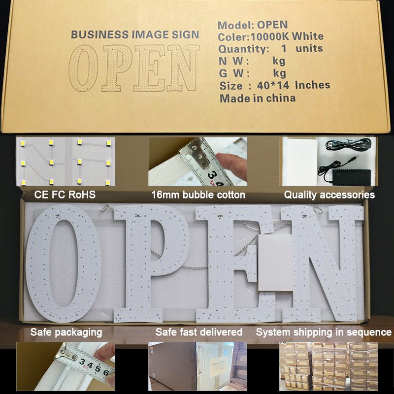 Custom logo led sign board backlit outdoor illuminated business display advertising color light name letter custom open sign led