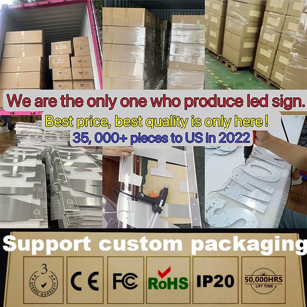 Custom logo led sign board backlit outdoor illuminated business display advertising color light name letter custom open sign led
