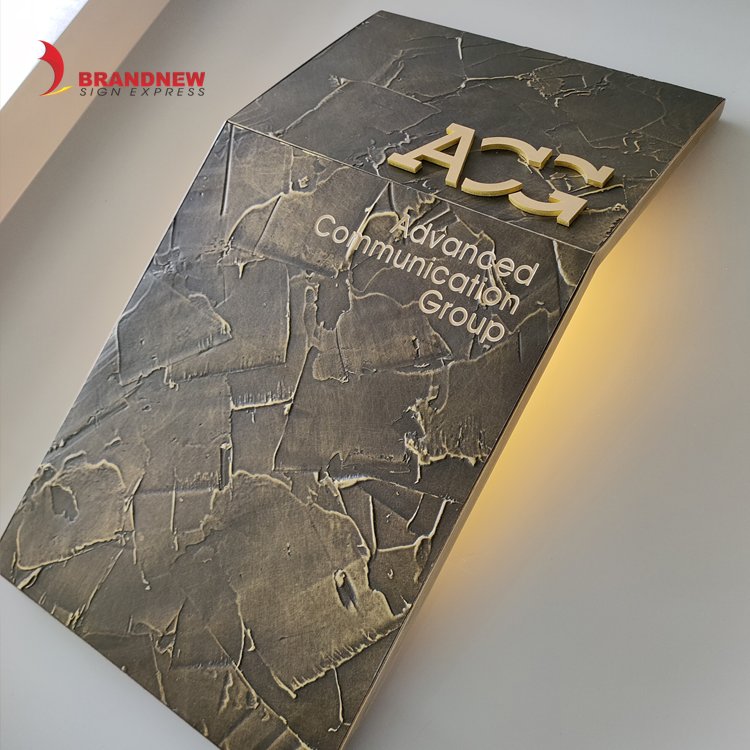 BRANDNEWSIGN Manufacturer Custom Etched Backlit Metal Wall Plate Aluminum Led Outdoor Directory Conference Meeting Door Sign