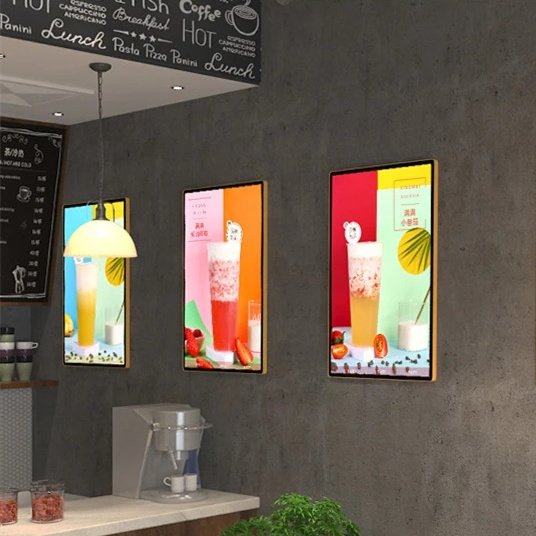 A1 A2 LED Restaurant Menu Board Custom Shape Temper Glass Poster Frame Light Box Aluminum Acrylic Indoor Use 12V Advertising