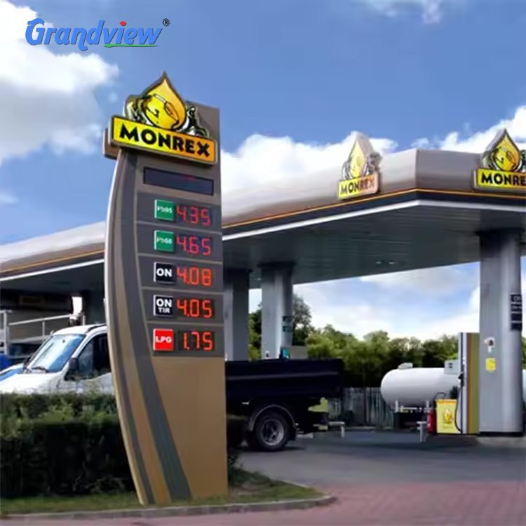 advertising sign custom led pylon sign road digital pylon sign gas station led pylon screen display