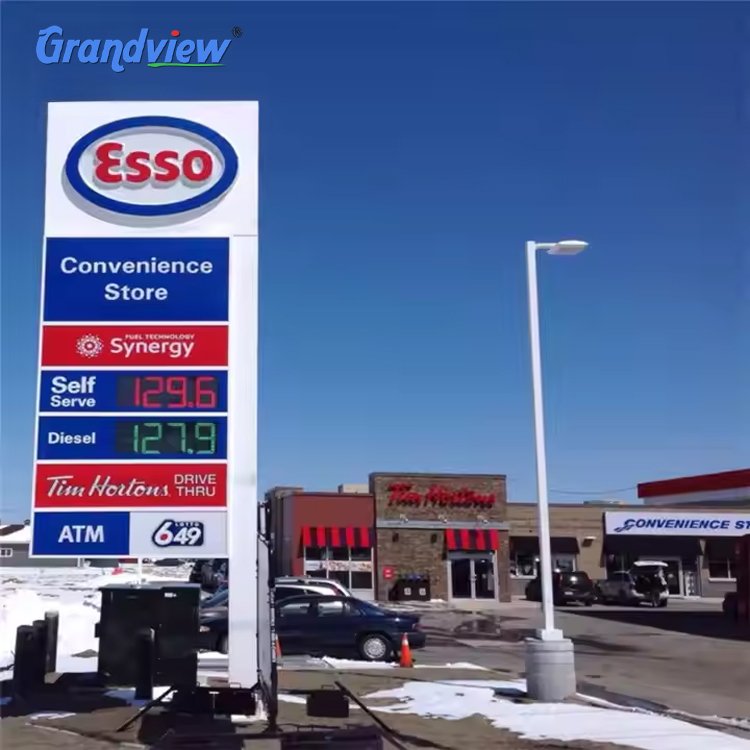 advertising sign custom led pylon sign road digital pylon sign gas station led pylon screen display