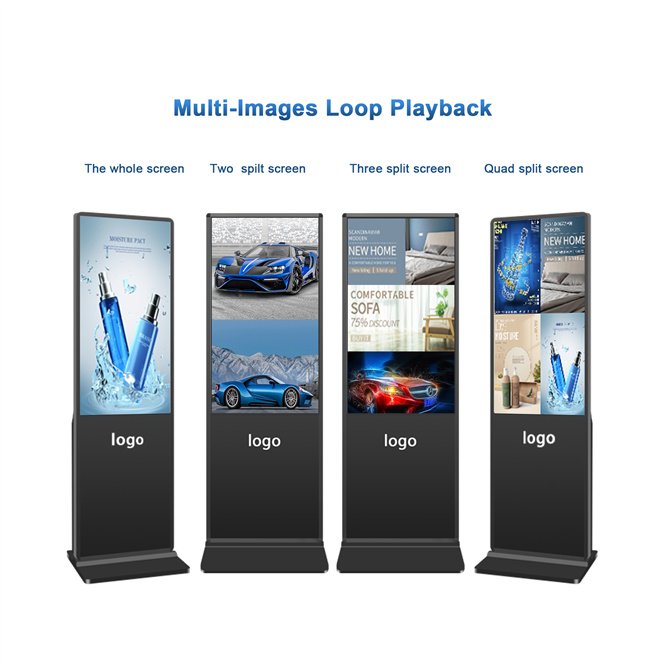49 55 65 75 86 Inch Floor Stand Android Portable Digital Signage Display Monitor Player Interactive Kiosk Advertising Lcd Screen