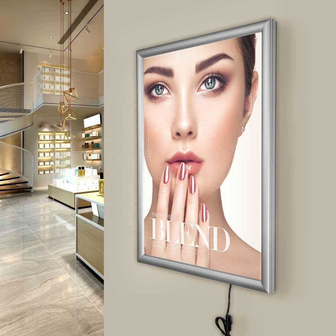 Black A1 A2 Premium LED Slim Advertising Glowbox Light Box Poster Frame Black Aluminum Wall Mounted Light Box Frame