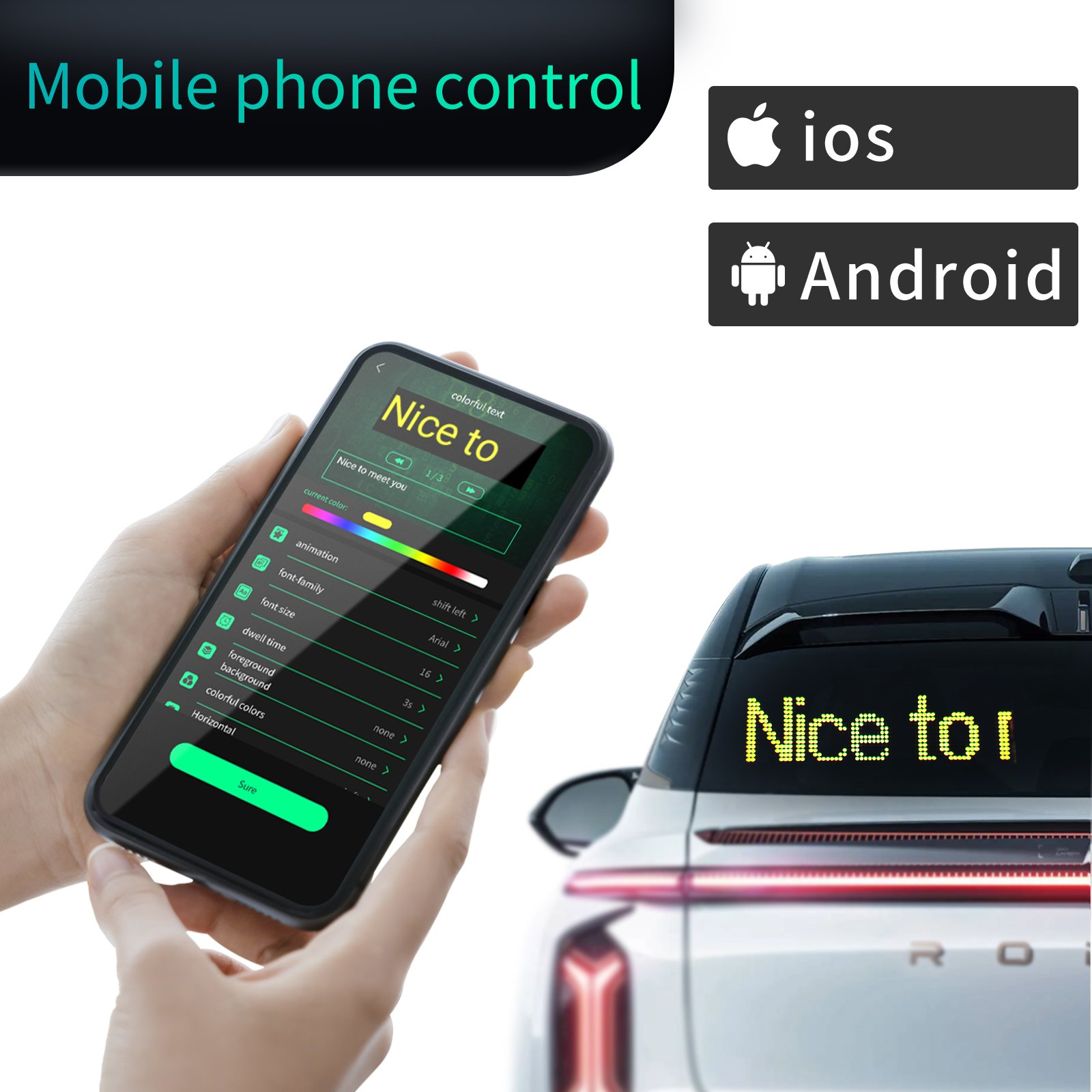 APP Control LED flexible display Programmable Text Pattern Animation LED sign board scrolling message car LED screen