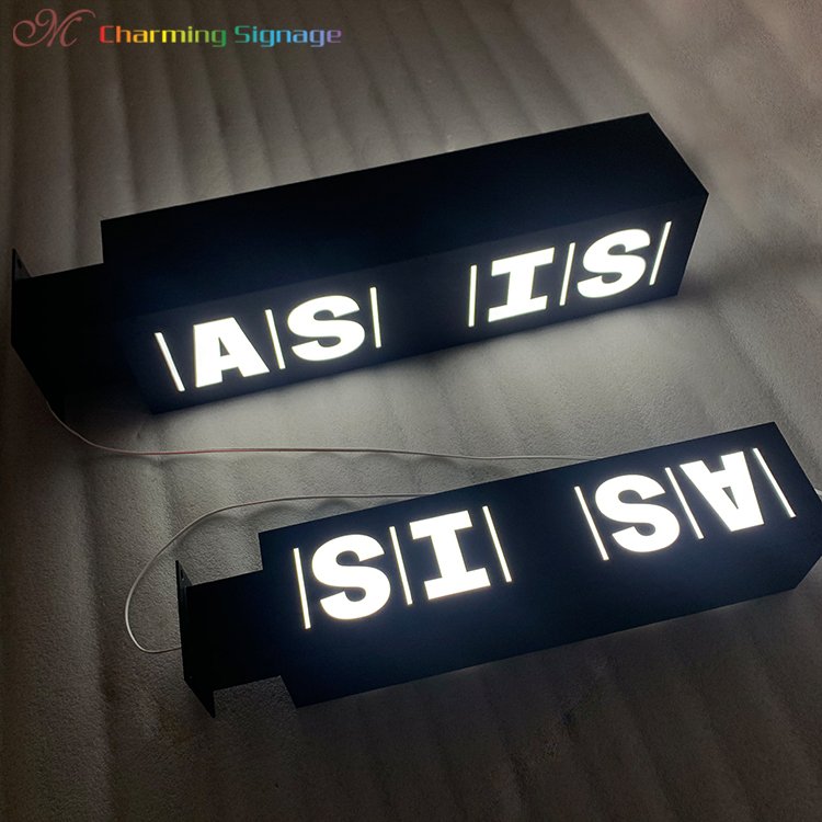 Rectangle metal ss advertising signboard letter led light up custom acrylic sign business light box