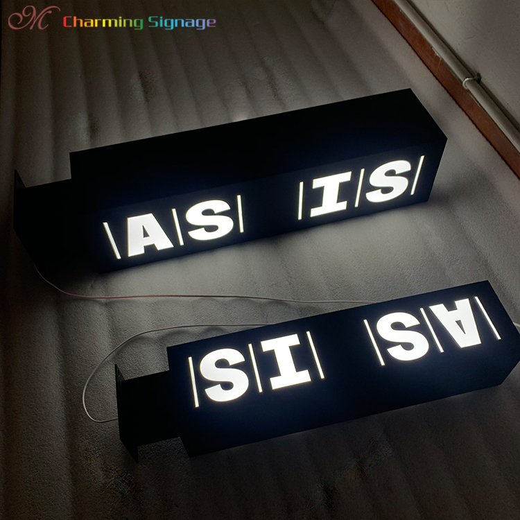 Rectangle metal ss advertising signboard letter led light up custom acrylic sign business light box