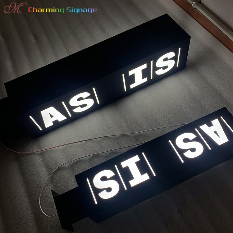 Rectangle metal ss advertising signboard letter led light up custom acrylic sign business light box