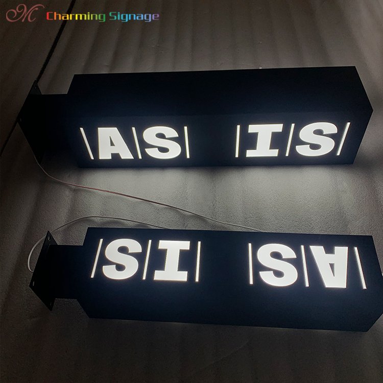 Rectangle metal ss advertising signboard letter led light up custom acrylic sign business light box