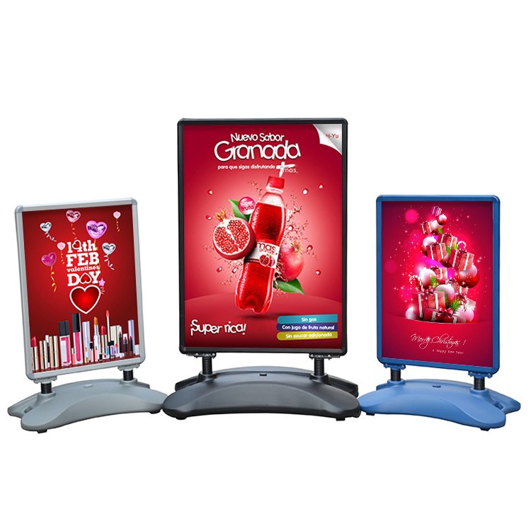 Portable Advertising Metal a Frame Customized Square Pattern PVC Pavement Sign 32mm Steel Aluminum Stand Outdoor Poster Stand