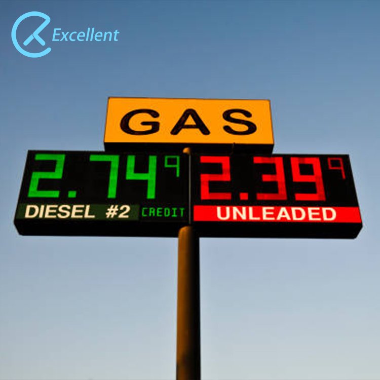 Remote control digital gas price display pylon sign board outdoor waterproof gas station led illuminated pylon sign