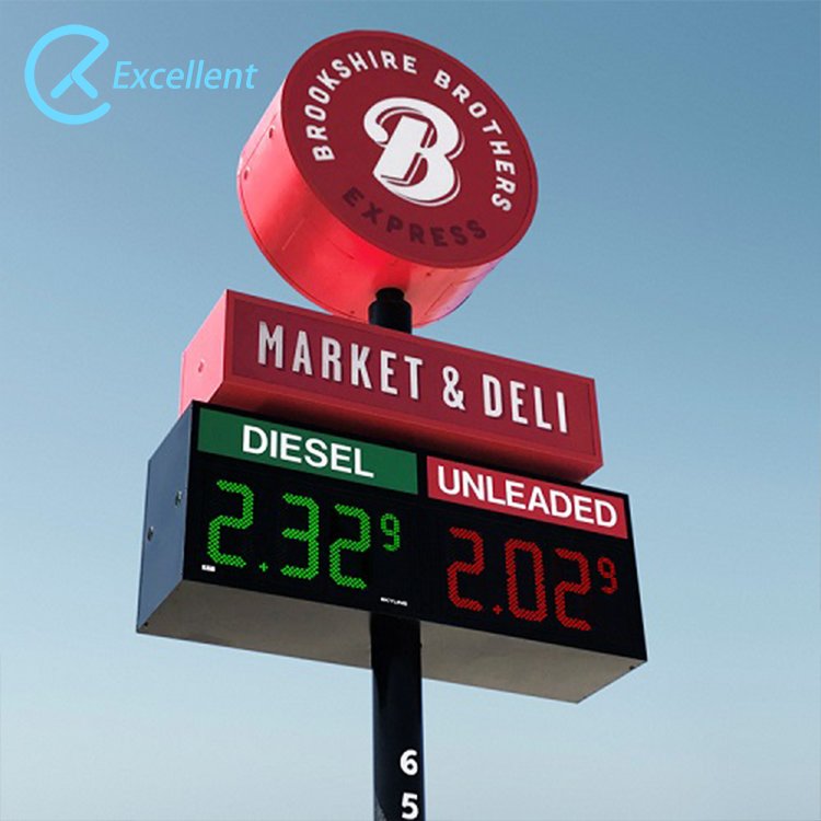 Remote control digital gas price display pylon sign board outdoor waterproof gas station led illuminated pylon sign