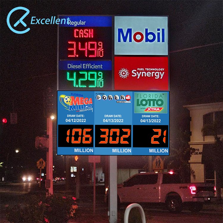 Remote control digital gas price display pylon sign board outdoor waterproof gas station led illuminated pylon sign