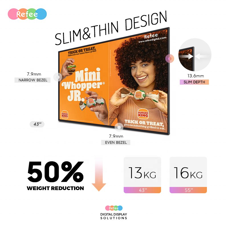 Hot product 32/43/55 inch QLED lcd display for advertising design screens digital signage and displays