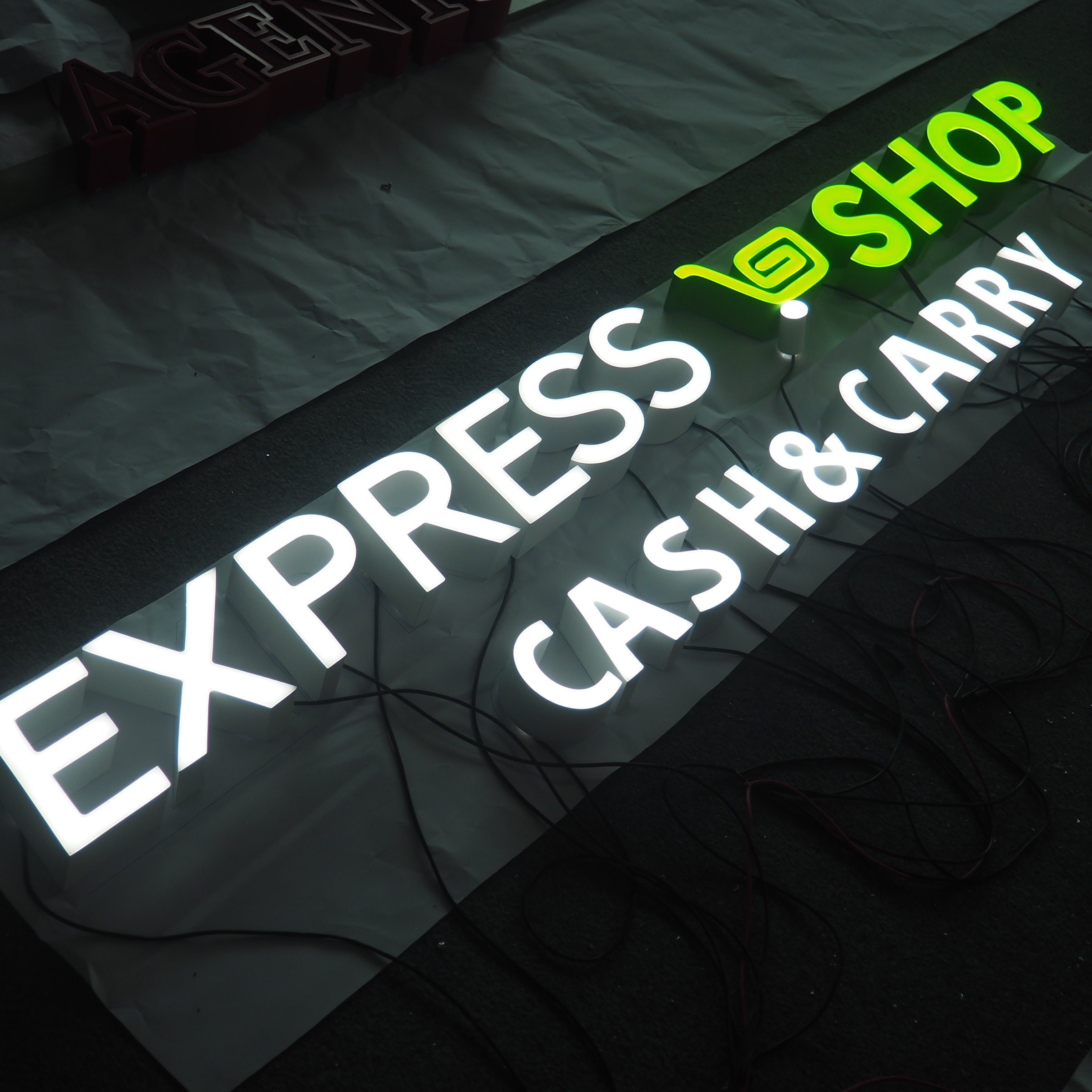 LED aluminium rimless led letter barber shop sign illuminated letters frontlit american style illuminated letter board