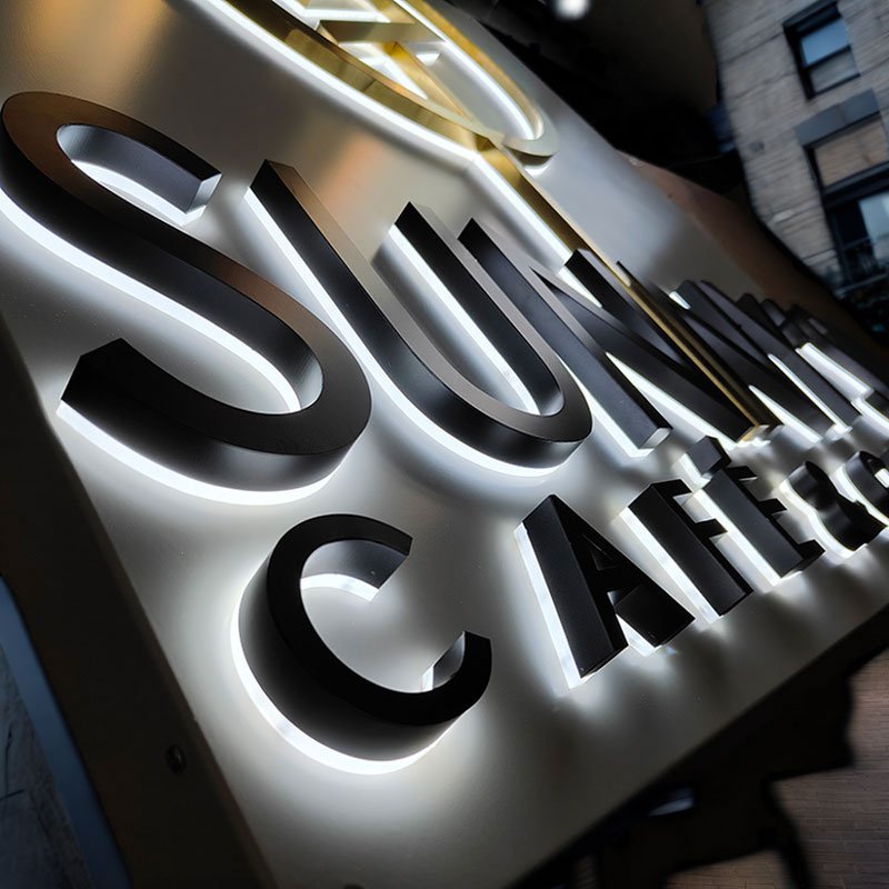 Storefront Led Sign Board Outdoor Shop Name Board Designs Acrylic Backlit Stainless Led Illuminated Letter Sign For Business